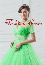 Exquisite Open Front Organza Spring Green Quinceanera Jacket For 2014 ACCJA005FOR
