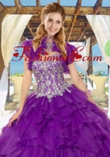 Fashionable Organza Quinceanera Jacket in Purple with Ruffles ACCJA036FOR