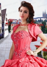 Fashionable Taffeta Appliques and Beading  Watermelon Red Jacket For a Quinceanera ACCJA095FOR