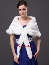 Faux Fur Elegant V Neck White Faux Fur Wedding Party Wedding Wrap RR0915053FOR