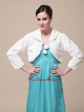 Faux Fur Special Occasion Jacket  In Ivory With Fold-over Collar RR09150 (14)FOR