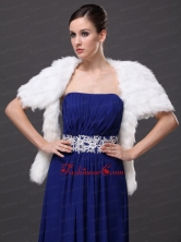 Faux Fur Wedding Affordable Short Sleeves Prom And Wedding Party Jacket White RR0915050FOR