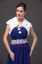 Faux Fur Wedding Affordable Short Sleeves V Neck Prom And Wedding Party Jacket White RR0915051FOR