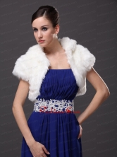 Fold over Collar Short Sleeve Open Front White Modern Jacket RR0915037FOR