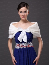 Genuine Bowknot Off Shoulder White Prom Wraps Shawls RR0915036FOR
