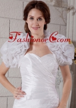 Hand Made Flowers Short Sleeves Jacket in White ACCJA017FOR