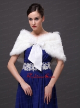 High Quality Rabbit Fur Special Occasion   Wedding Shawl  In Ivory With V neckRR09150 (28)FOR