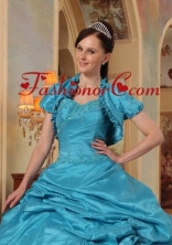 New Style Taffeta Teal Quinceanera Jacket with Open Front ACCJA040FOR