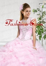 Popular Baby Pink Organza with Beading Sleeveless Quinceanera Jacket ACCJA101FOR