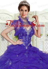 Purple Organza Special Occasion Wedding Bolero with Ruffles and Open Front ACCJA072FOR