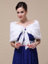 Rabbit Fur Special Occasion  Wedding Shawl  In Ivory With Off The Shoulder RR09150 (15)FOR