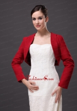 Red Satin Long Sleeves Jacket For Wedding Party AFEST179FOR 