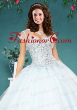 The Super White Tulle Special Occasion Quinceanera Jacket with Beading ACCJA108FOR