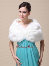Unique Rabbit Fur Special Occasion   Wedding Shawl  In Ivory With V neck RR091504FOR
