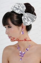 Alloy With Elegant Rhinestone Jewelry Set Including Necklace And Colorful Bowknot ACCJSET216FOR