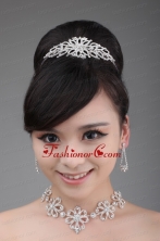Alloy With Luxurious Rhinestone Jewelry Set Including Crown Necklace And Earrings ACCJSET017FOR