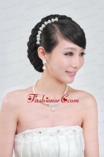 Beautiful Alloy With Pearls Wedding Jewelry Set Including Necklace Earrings And Headpiece ACCJSET115FOR