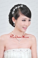Elegant Alloy With Pearl Wedding Jewelry Set Including Necklace Earrings And Headpiece ACCJSET116FOR