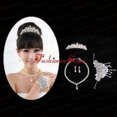 Elegant Ivory Pearl Artistic Necklace Bracele And Tiara ACCJSET180FOR