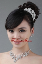 Flower Shape Rhinestone Jewelry Set Including Necklace Earrings And Earrings ACCJSET005FOR