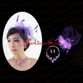 Graceful Purple Rhinestone Necklace And Earrings Wedding Jewelry Set ACCJSET200FOR