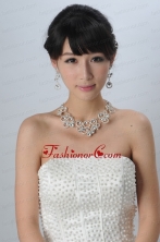 Intensive Flowers Beaded Necklace Tiara and Earrings Jewelry Set ACCJSET188FOR