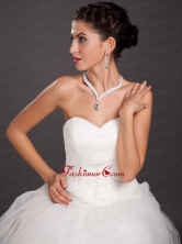 Ivory Rhinestone Imitation Pearl Two Pieces Ladies Necklace and Earrings Jewelry Set JDZH072FOR