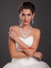 Luxurious Imitation Pearl Rhinestone Ladies Jewelry Set Including Necklace And Earrings JDZH065FOR