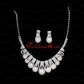 Luxurious Rhinestone Pearl Ladies Jewelry Set Including Necklace And Earrings ACCNES05FOR