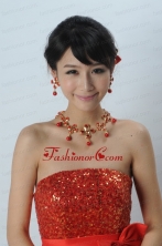 Mysterious Red Intensive Flowe Necklace  And Headflower ACCJSET181FOR