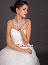 Shining Crystal Alloy Plated Wedding Jewelry Set Including Necklace And Earrings JDZH078FOR