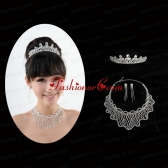 Unique Meshed Necklace And Earrings Jewelry Set Made by Crystal ACCJSET195FOR