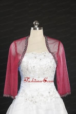 2014 Beautiful Beading Long Sleeves Wraps in Coral Red JSA014-10FOR