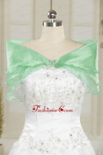 Beautiful Organza Beading Apple Green Shawls for 2014 JSA001-17FOR