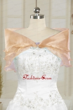 Champagne Open Front Organza Beading Shawls for Wedding JSA001-12FOR