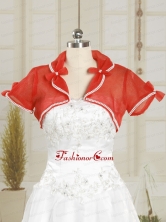 Cheap Organza Coral Red Wedding Party Shawls with Beading JSA004-1FOR 