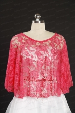 Coral Red Lace Hot Sale Wraps with Beading for 2014 JSA005-2FOR