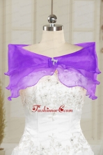 Eggplant Puple Beading Organza Shawls for Wedding JSA001-25FOR