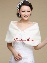 Formal Faux Fur White Wraps for 2015 ACCWRP039FOR