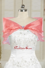 Formal Organza Watermelon Shawls with Beading JSA001-11FOR 