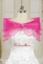 Hot Pink Pretty Organza Beading Shawls for Wedding JSA001-29FOR