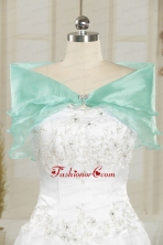 Ice Blue Organza Beading Shawls for Wedding JSA001-16FOR