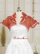 Open Front Organza Red Wedding Party Shawls with Beading JSA004-23FOR
