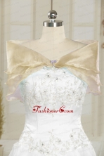 Organza Beading Champagne Fall Shawls for Wedding JSA001-13FOR