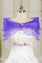 Organza Beading Purple Cheap Prom Shawls JSA001-24FOR 