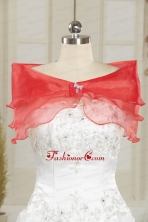 Red Organza Beading Orange Shawls for Wedding JSA001-31FOR 