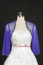 Simple Beading Purple Long Sleeves Wraps for 2014 JSA014-3FOR 