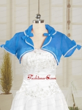 Simple Blue Organza Wedding Party Shawls with Beading JSA004-11FOR