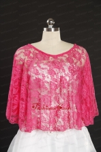 Simple Hot Pink Beading Lace Wraps for 2014 JSA005-1FOR