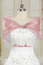 Simple Organza Beading Orange Shawls in Watermelon JSA001-9FOR